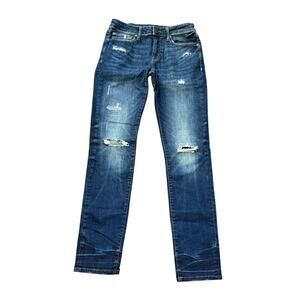 Aeropostale Jeans Mens Size 30x32 Blue Slim Straight Distressed Low Dark Denim
